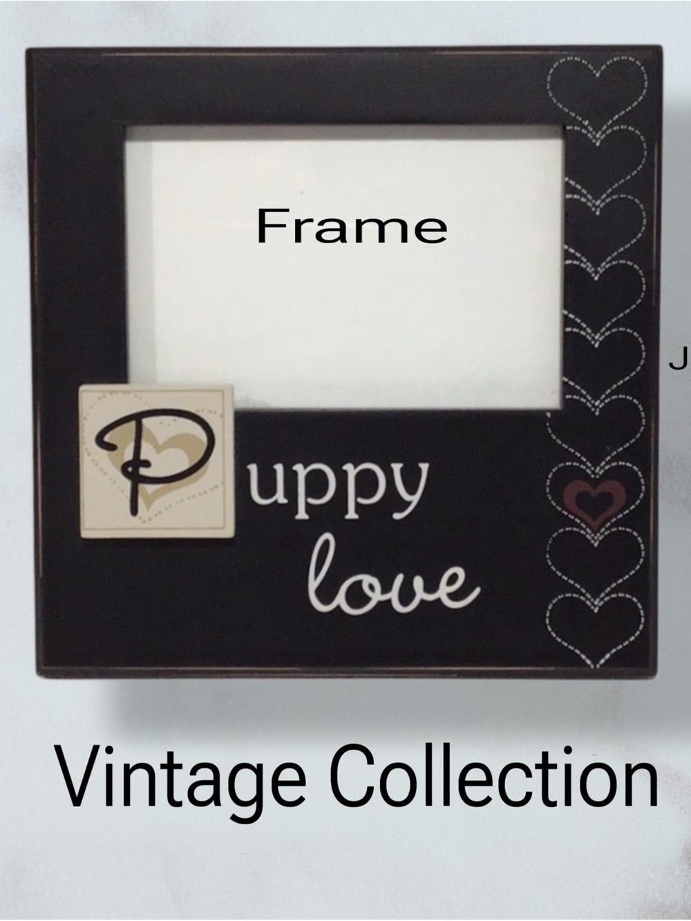 VINTAGE COLLECTION Puppy Love Wood Frame Glass Insert